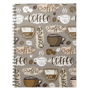 Hand drawn doodle coffee pattern background notebook