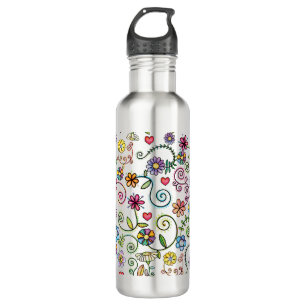 Hand Drawn Doodle Colourful Floral seamless patter 710 Ml Water Bottle