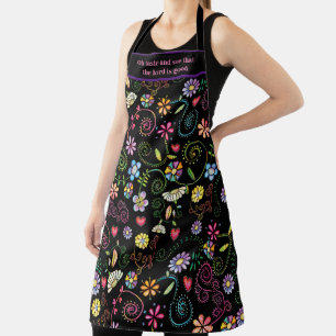 Hand Drawn Doodle Colourful Floral seamless patter Apron