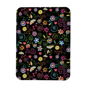 Hand Drawn Doodle Colourful Floral seamless patter Magnet