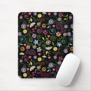Hand Drawn Doodle Colourful Floral seamless patter Mouse Mat
