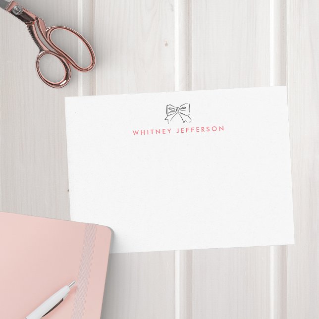 Hand Drawn Doodle Coquette Bow Pink Personalised Card (Creator Uploaded)