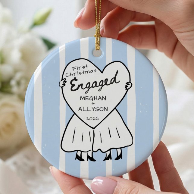 Hand Drawn Doodle Engaged  Ceramic Tree Decoration (Creator Uploaded)