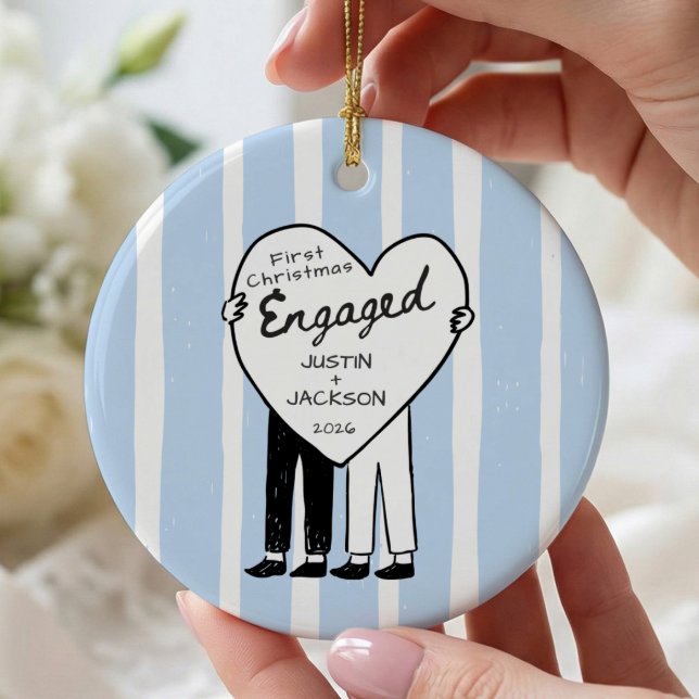 Hand Drawn Doodle Engaged Ceramic Tree Decoration (Creator Uploaded)