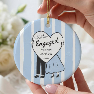 Hand Drawn Doodle Engaged Ceramic Tree Decoration