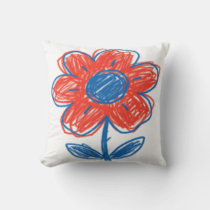 Hand Drawn Doodle Flower Floral Cushion