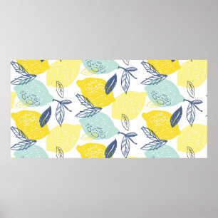 Hand drawn doodle lemonade seamless pattern poster