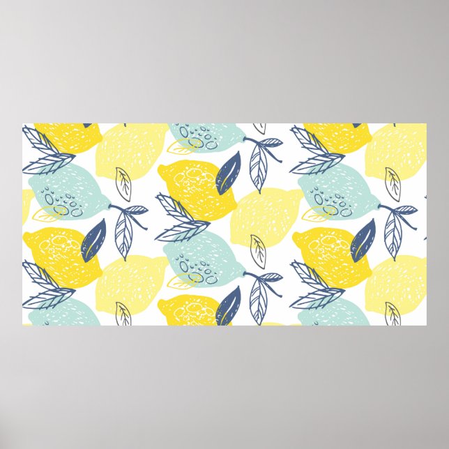 Hand drawn doodle lemonade seamless pattern poster (Front)