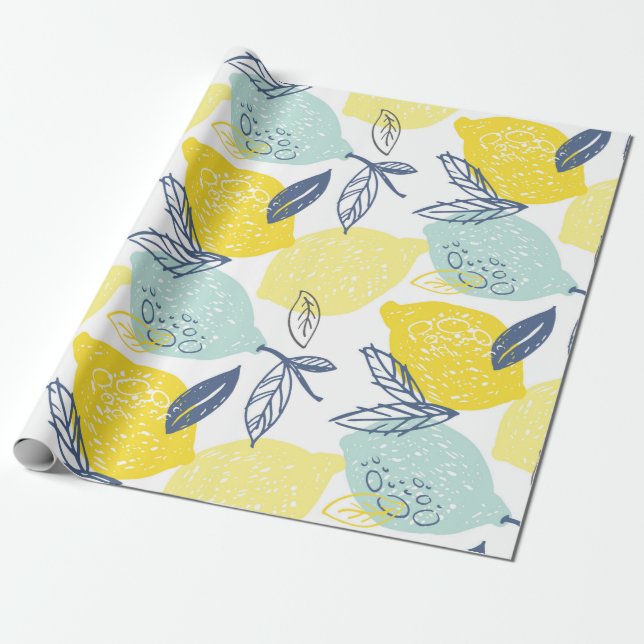 Hand drawn doodle lemonade seamless pattern wrapping paper (Unrolled)