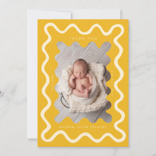 Hand Drawn Doodle Line Yellow Birth Announcement