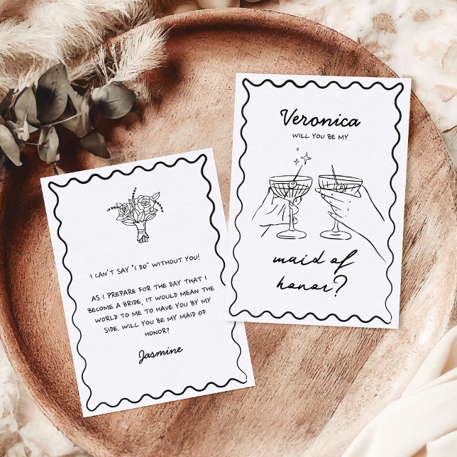 Hand Drawn Doodle Maid of Honour Proposal Card (Creator Uploaded)