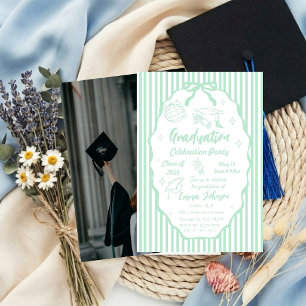 Hand drawn Doodle Minimalist Stripe Graduation Invitation