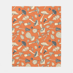 Hand drawn doodle mushroom Vintage seamless patter Fleece Blanket