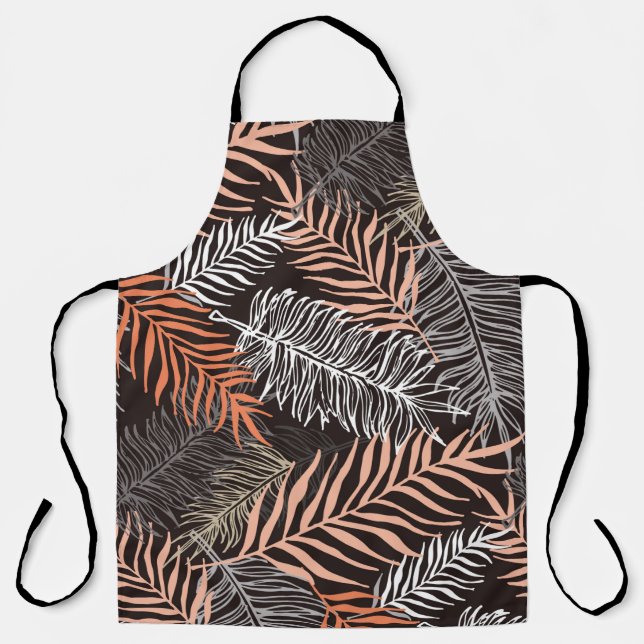 Hand drawn doodle palm leaves pattern apron (Front)