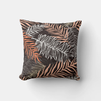 Hand drawn doodle palm leaves pattern cushion