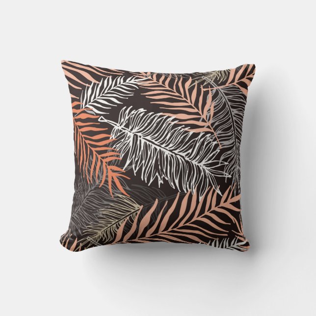 Hand drawn doodle palm leaves pattern cushion (Front)