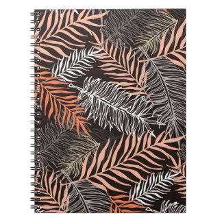 Hand drawn doodle palm leaves pattern notebook