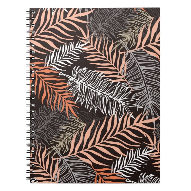 Hand drawn doodle palm leaves pattern notebook (Front)