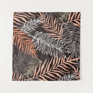 Hand drawn doodle palm leaves pattern tapestry