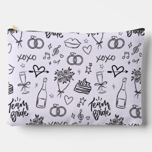 Hand Drawn Doodle Purple Bridal Shower Accessory Pouch