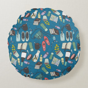 Hand drawn doodle sketch fashion illustration seam round cushion