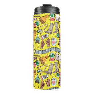 Hand drawn doodle sketch seamless pattern. Winter Thermal Tumbler