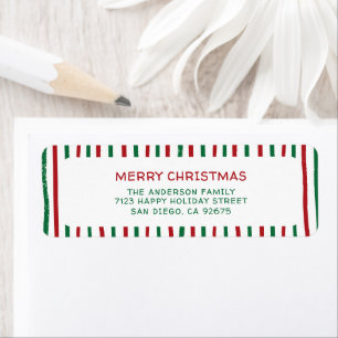 Hand Drawn Doodle Stripes Christmas Return Address