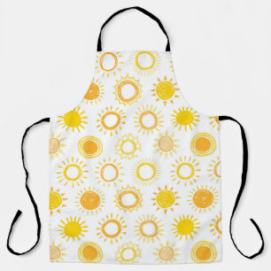 Hand Drawn Doodle Suns Pattern Apron