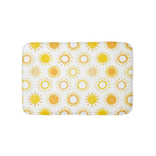 Hand Drawn Doodle Suns Pattern Bath Mat