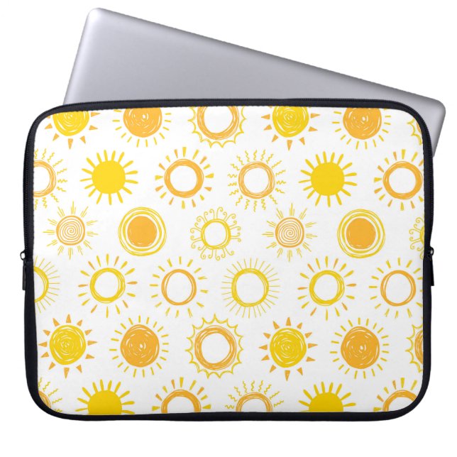 Hand Drawn Doodle Suns Pattern Laptop Sleeve (Front)