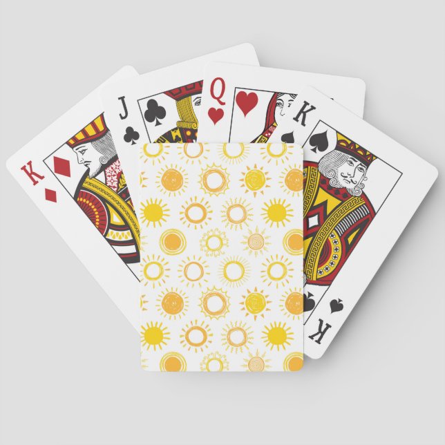 Hand Drawn Doodle Suns Pattern Playing Cards (Back)