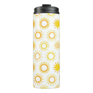 Hand Drawn Doodle Suns Pattern Thermal Tumbler