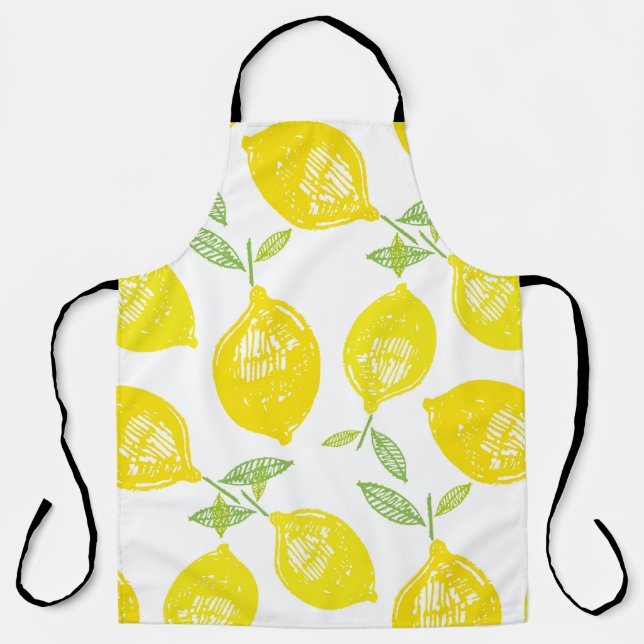 Hand drawn doodle tropical fruit pattern backgroun apron (Front)