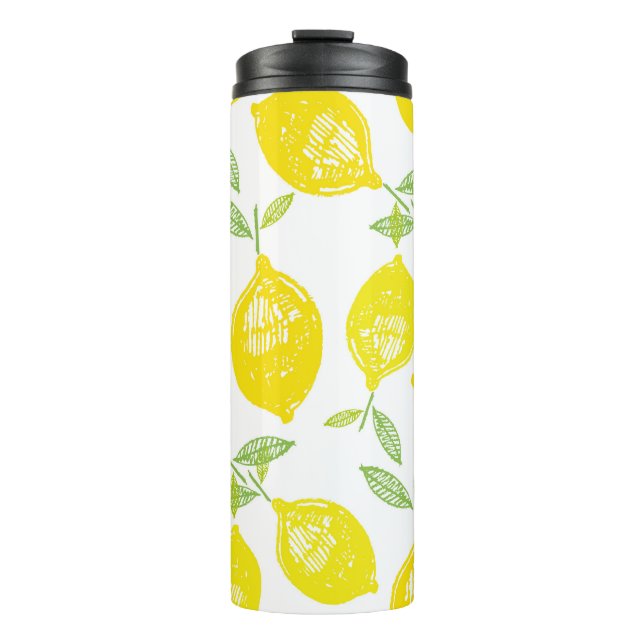 Hand drawn doodle tropical fruit pattern backgroun thermal tumbler (Front)
