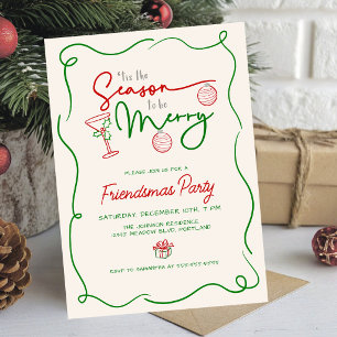 Hand Drawn Doodles Friendsmas Christmas Invitation