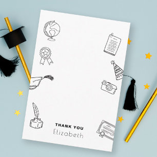 Hand Drawn Doodles Graduate Party Thank You Enclosure Card