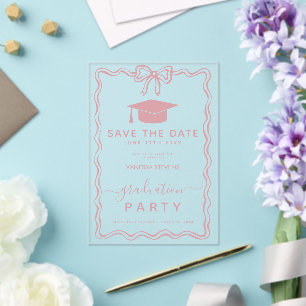 Hand Drawn Doodles Graduation Save the Date Acrylic Invitations