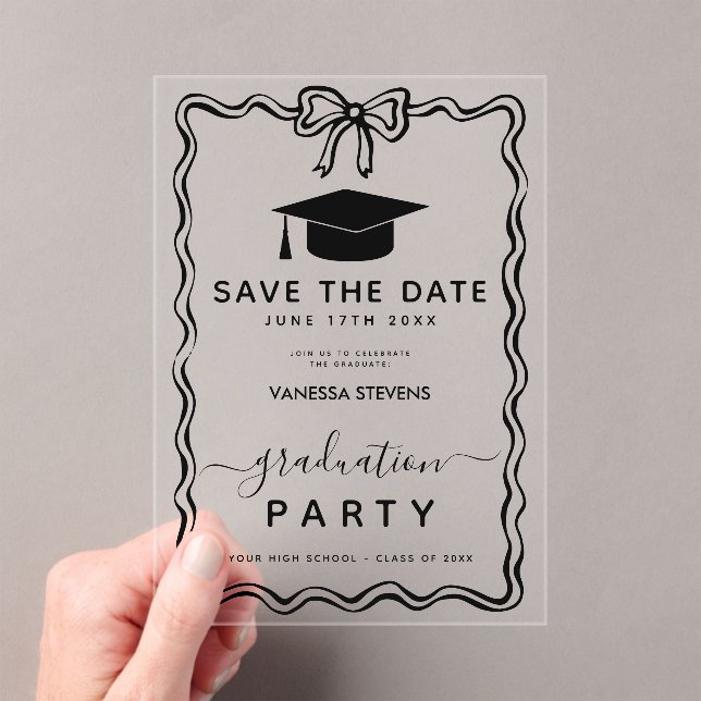 Hand Drawn Doodles Graduation Save the Date  Acrylic Invitations (Insitu (Handheld))