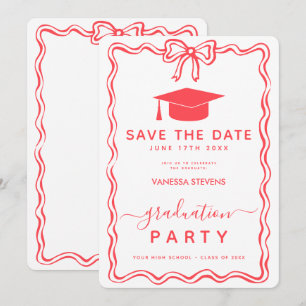 Hand Drawn Doodles Graduation Save the Date Invita Invitation