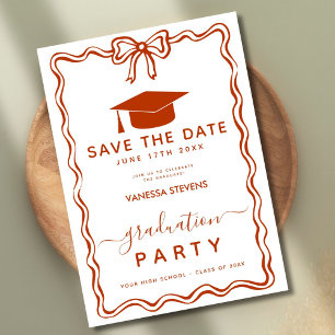 Hand Drawn Doodles Graduation Save the Date Invitation