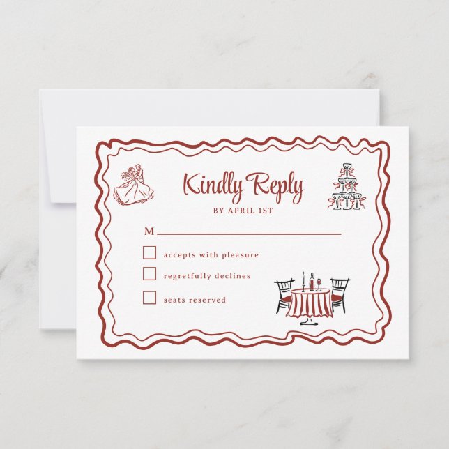 Hand Drawn Doodles Italian Wedding RSVP (Front)