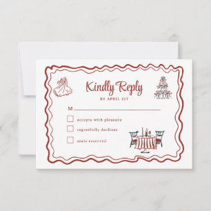 Hand Drawn Doodles Italian Wedding RSVP Card