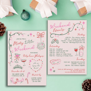 Hand-Drawn Doodles Merry Bachelorette Weekend Invitation