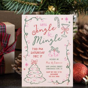 Hand-Drawn Doodles Mingle & Jingle Christmas Party Invitation