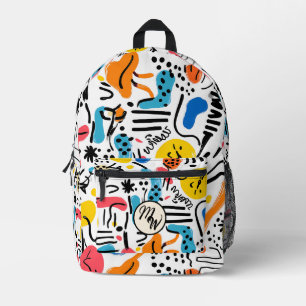 Hand-drawn Doodles Playful Pattern Printed Backpack