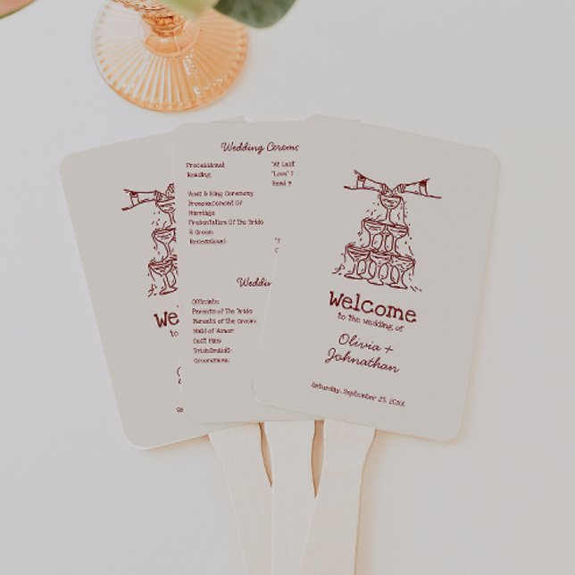 Hand Drawn Doodles Wedding Program Fan (Creator Uploaded)