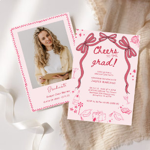 Hand Drawn Doodles Whimsical Graduation Party  Invitation