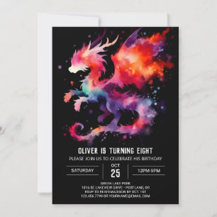 Hand Drawn Dragon Birthday Customisable Invitation