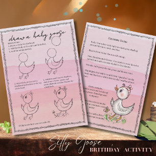 Hand-Drawn 'Draw a Baby Goose' Birthday Activity! Invitation