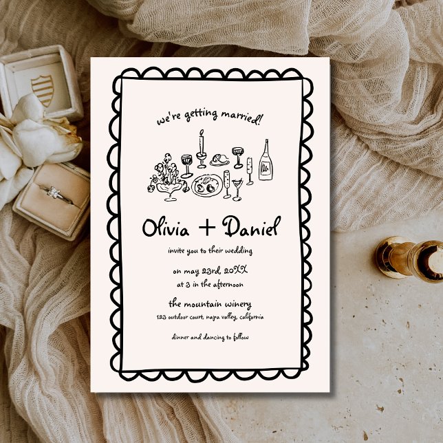 Hand Drawn Drawing Handwriting Funky Wedding Invitation (Creator Uploaded)